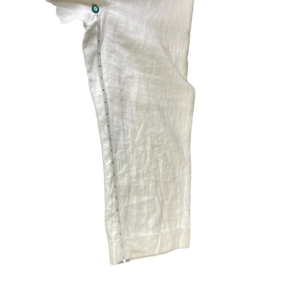JM Collection White Lined Linen Wide Leg‎ Pants, Size 6 Petite - Picture 8 of 9